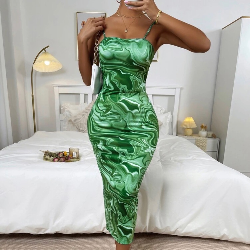 Green Marble Bodycon Dress